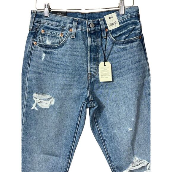 Levi’s 501 high rise distressed button fly skinny jeans size 28 new - Picture 7 of 13